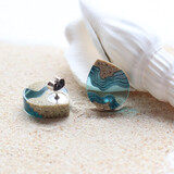 Small light blue resin stud earrings